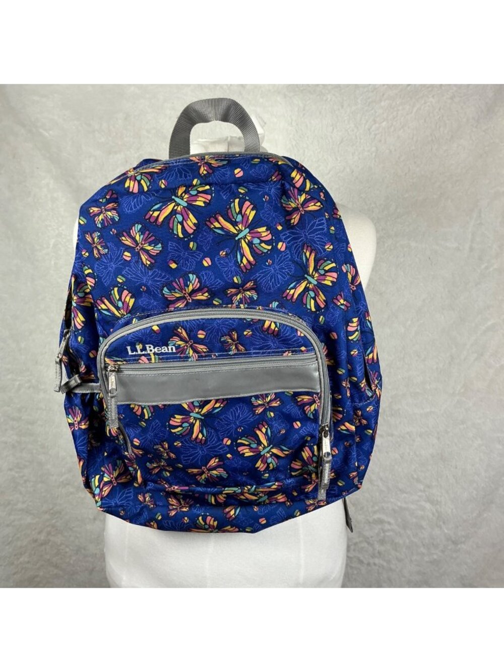 L.L. Bean Backpack Blue Butterfly Durable adjustable school sleepovers hiking